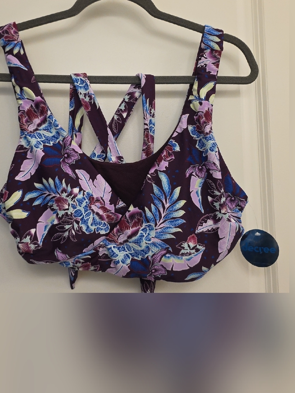 Decree Adjudtable Purple Floral Bikini Top